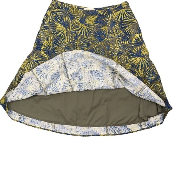 Coldwater Creek SIZE 10 Linen-Blend Colorburst AOP Lined Midi Flare Skirt - Picture 2 of 6